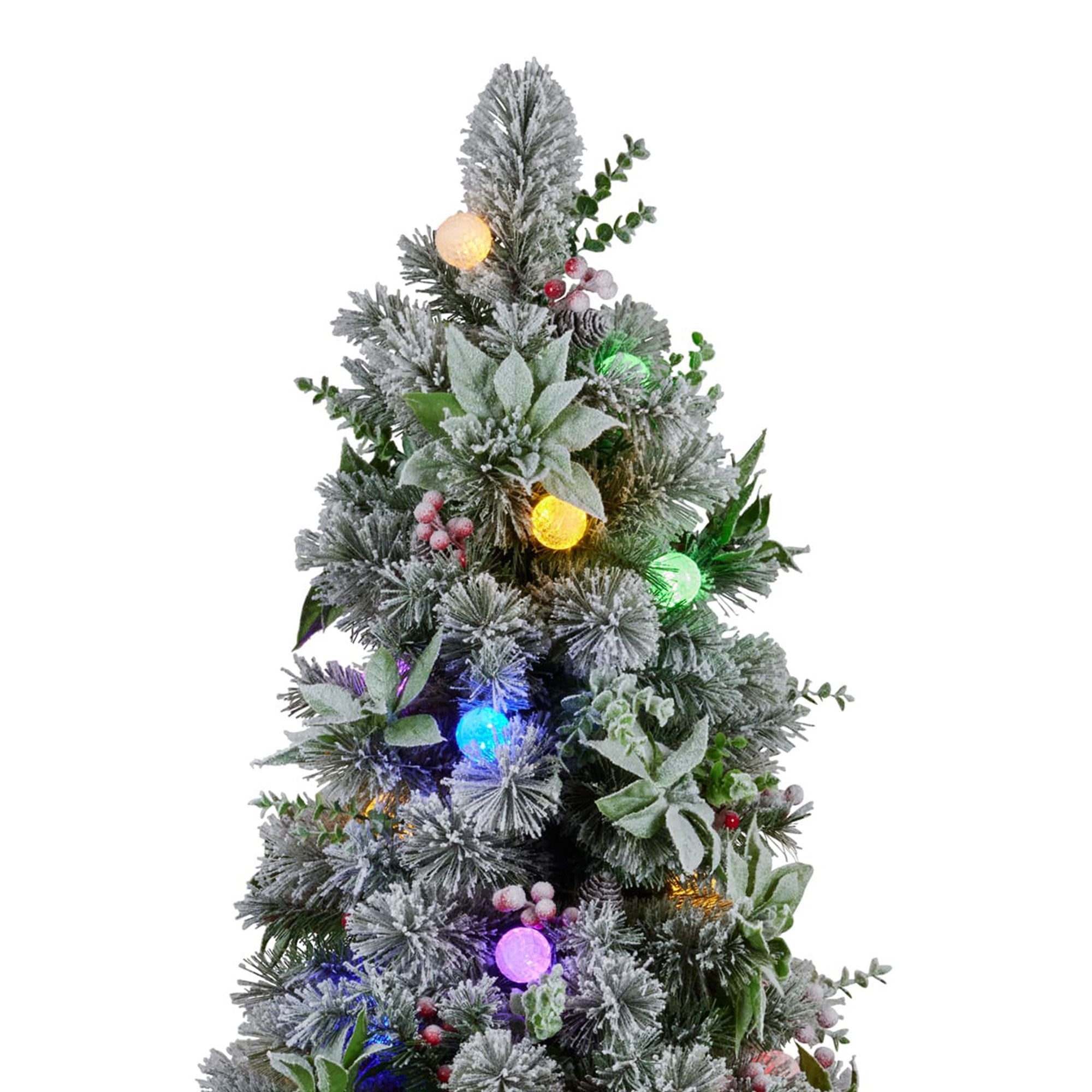 Christabelle Snowy Crown Pine Potted Christmas Tree 1.2m Multicolour Pre-Lit with Snowball Lights