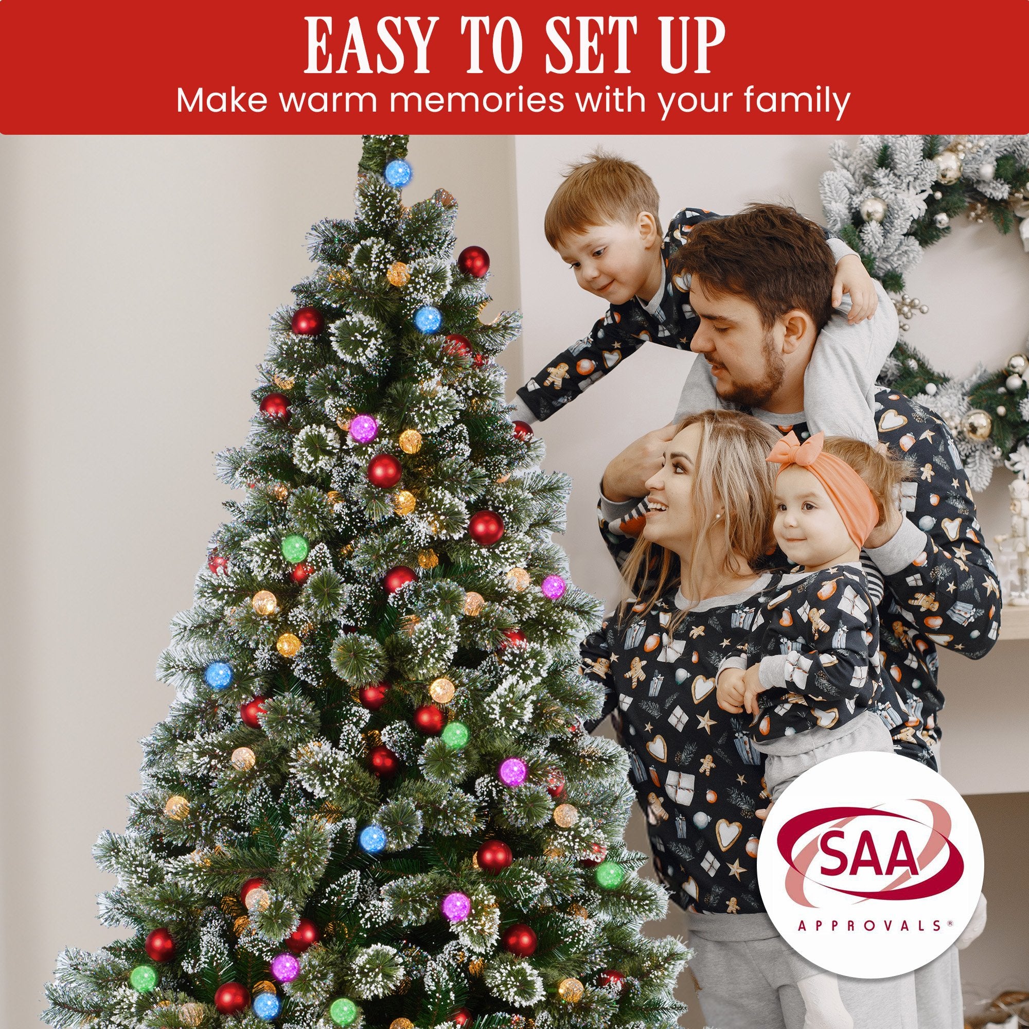 Christabelle Swishmas Snowy Bristle 2.3m Multicolour Pre-Lit Christmas Tree with 1587 Tips