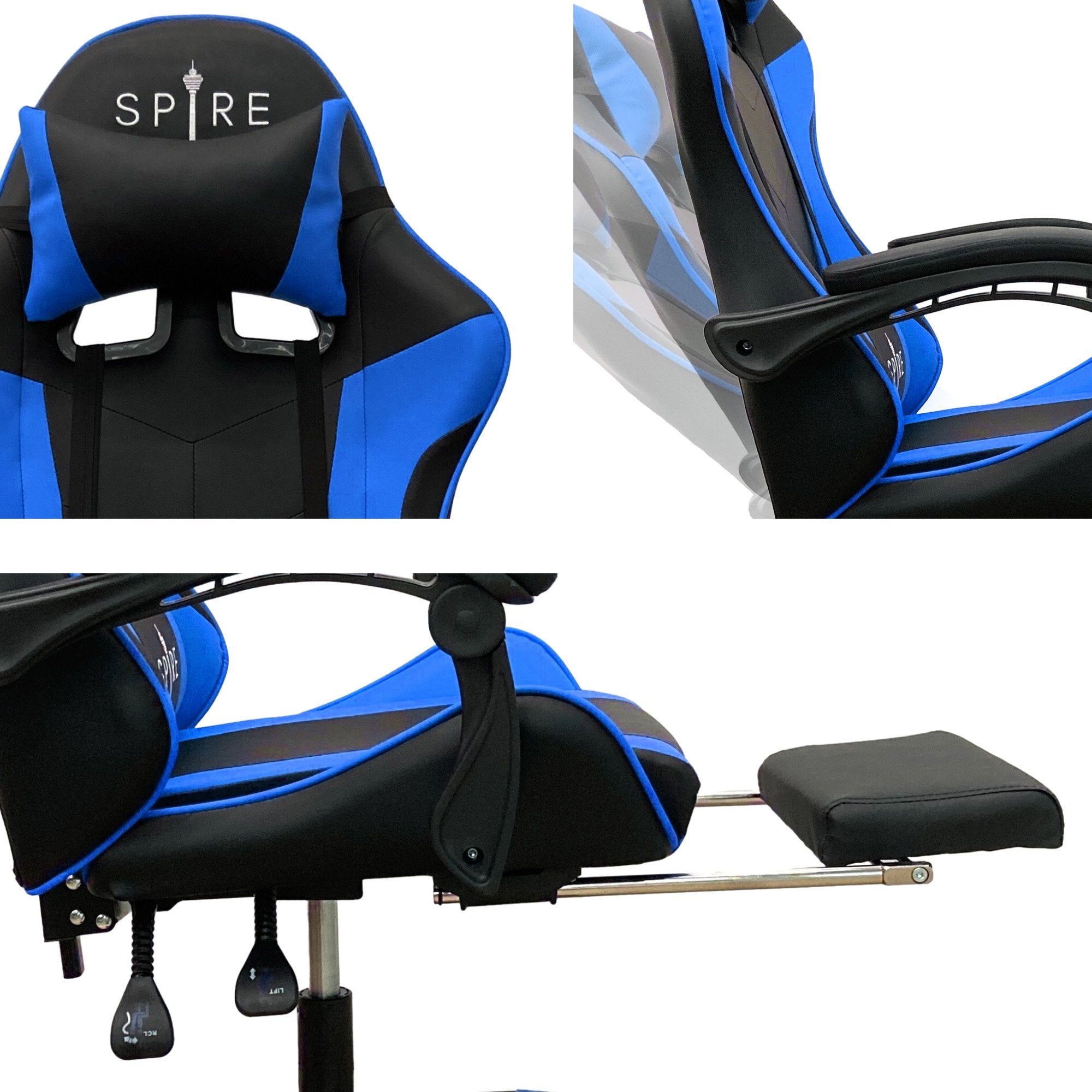 Intex Spire Zinc Blue And Black Adjustable Gaming/office Chair