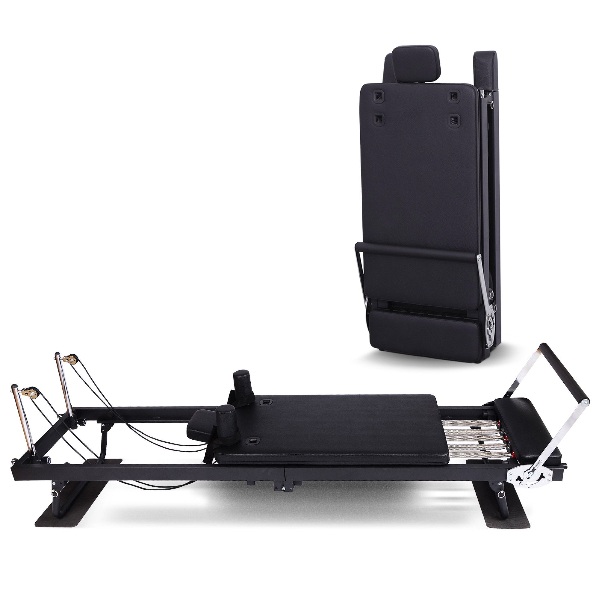 Powertrain Aria Steel Foldable Pilates Board Reformer Multifunctional Core Exercise Set Ab Trainer With Platform Extender Sitting Box Jumpboard And Footbar For Indoor Outdoor Full Body Fitness Home