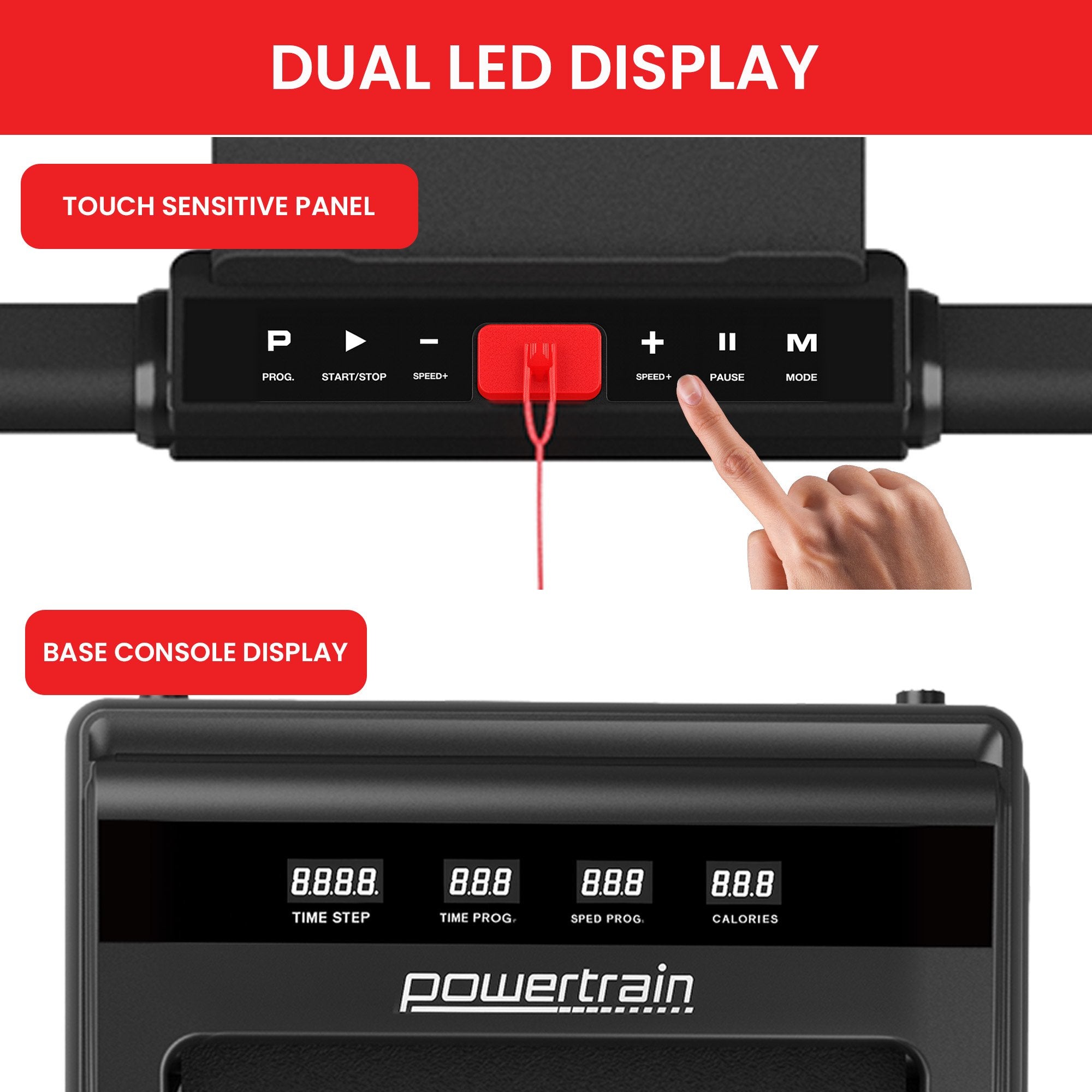 Powertrain K500 Walking Pad Treadmill 2 in 1 Foldable Walking & Running Machine w/2.5HP Motor Dual LED Displays 2 Level