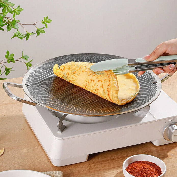 Honeycomb Non-Stick Grill Skewer Plate, 316 Stainless Steel, Portable Barbecue Grill with Handle, Universal Induction Cooktop Compatible, Round Shape, Outdoor Camping BBQ Accessory