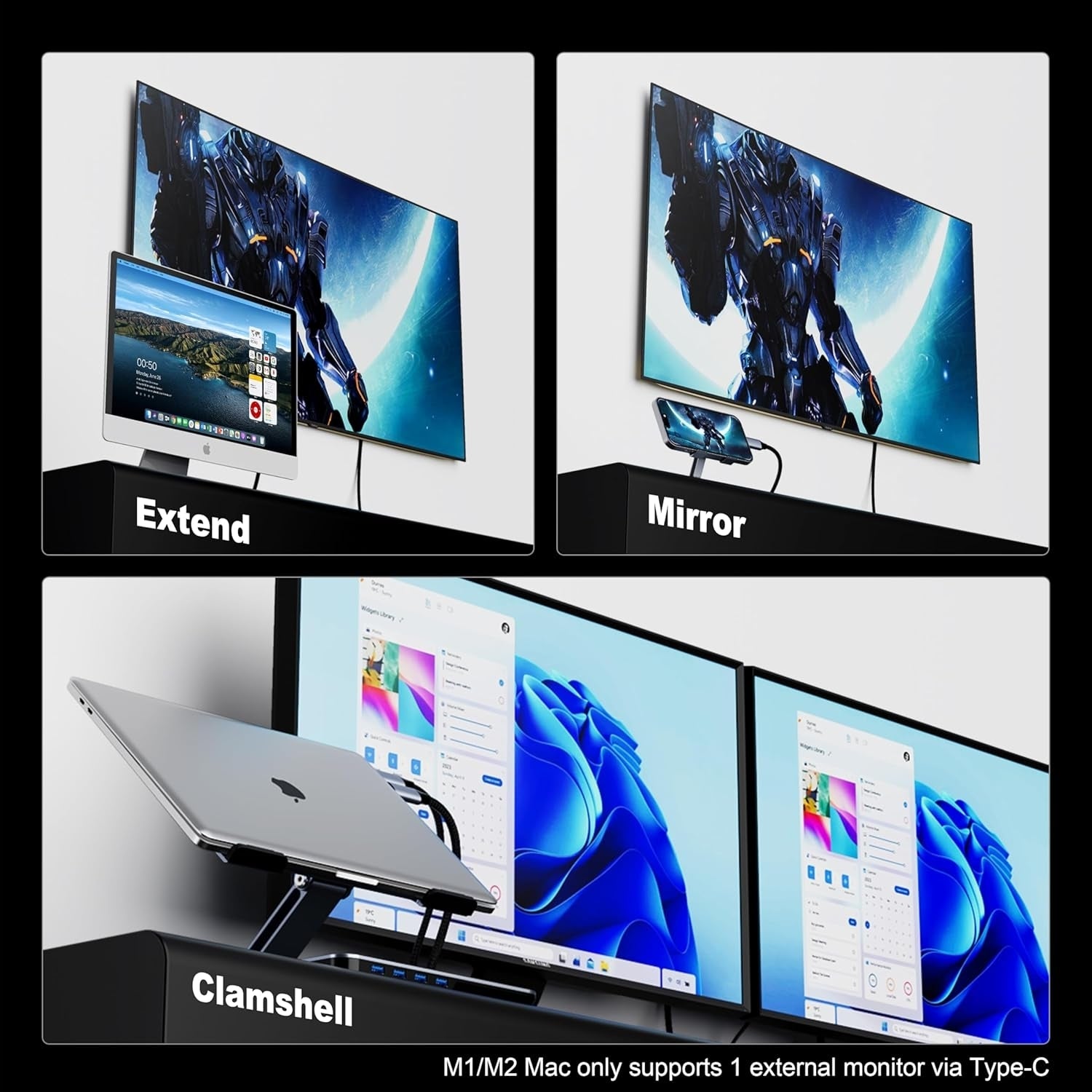 BENFEI 206GY-3F USB-C to HDMI 0.9M Cable 4K@60Hz, Aluminum Shell, Nylon Braided