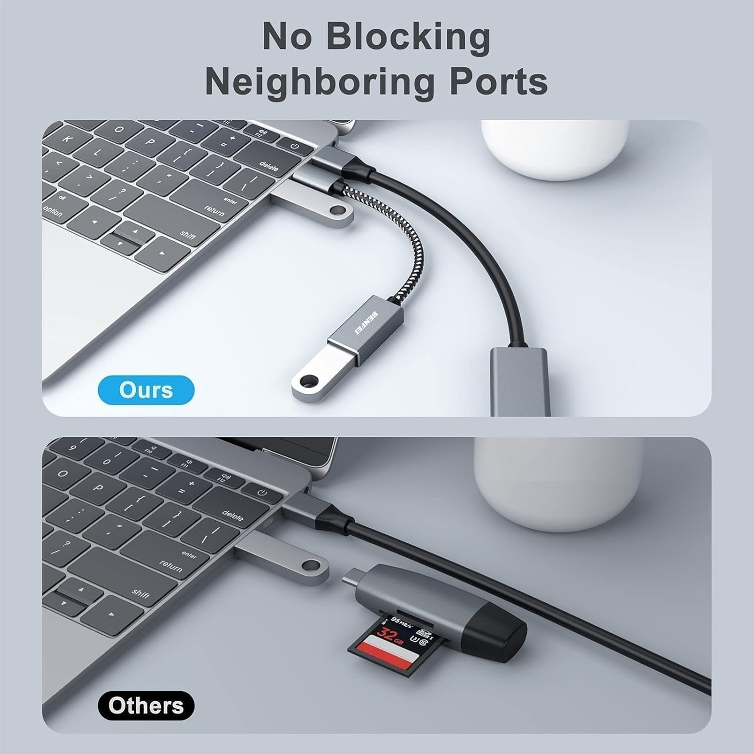 BENFEI 262GY-2P USB 3.0 USB-C to USB-A Adapter (2-pack)