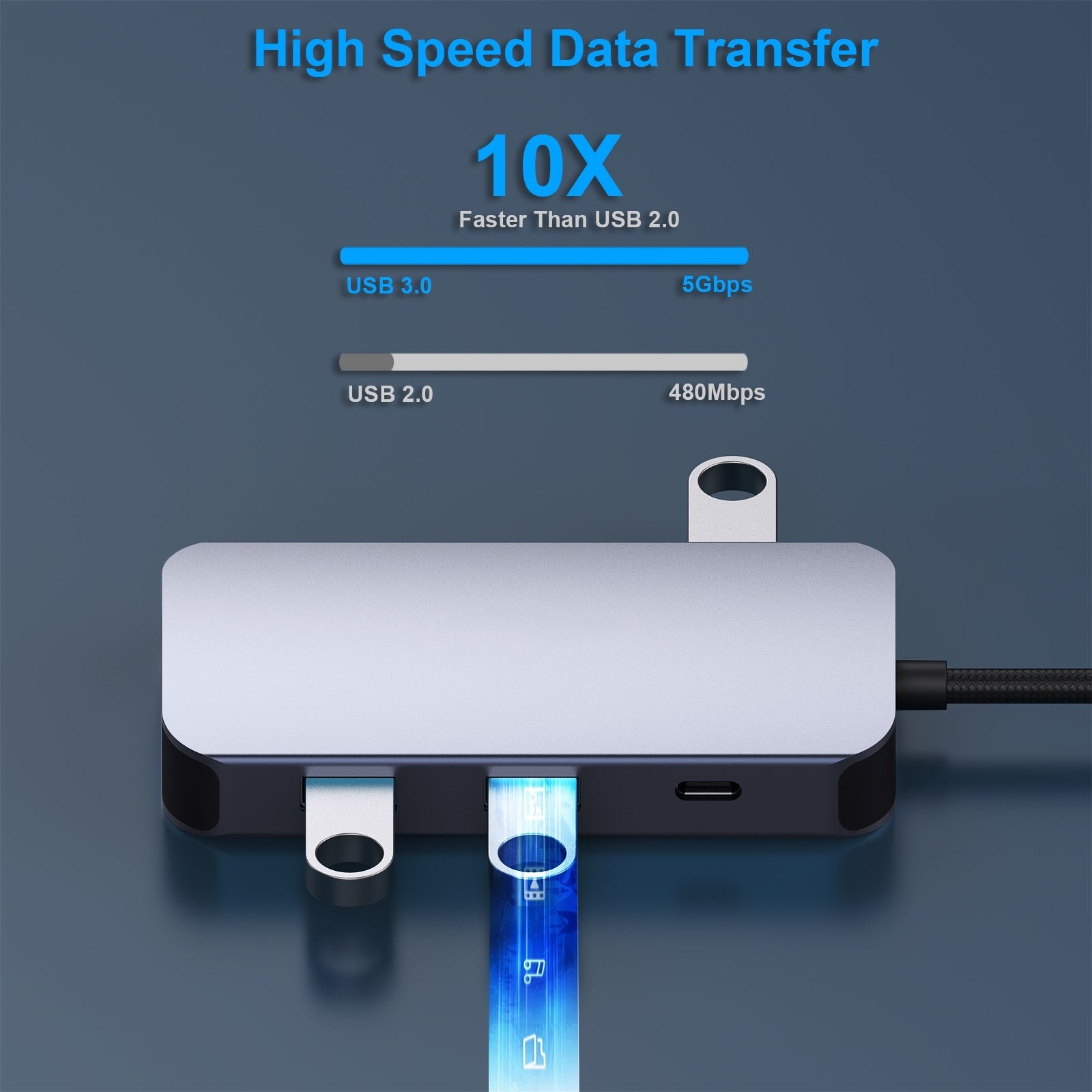 BENFEI 335GY USB-C Hub with Triple Display, 8-in-1 Docking Station (100W PD, Dual 4K HDMI, VGA, 3x USB 3.0)