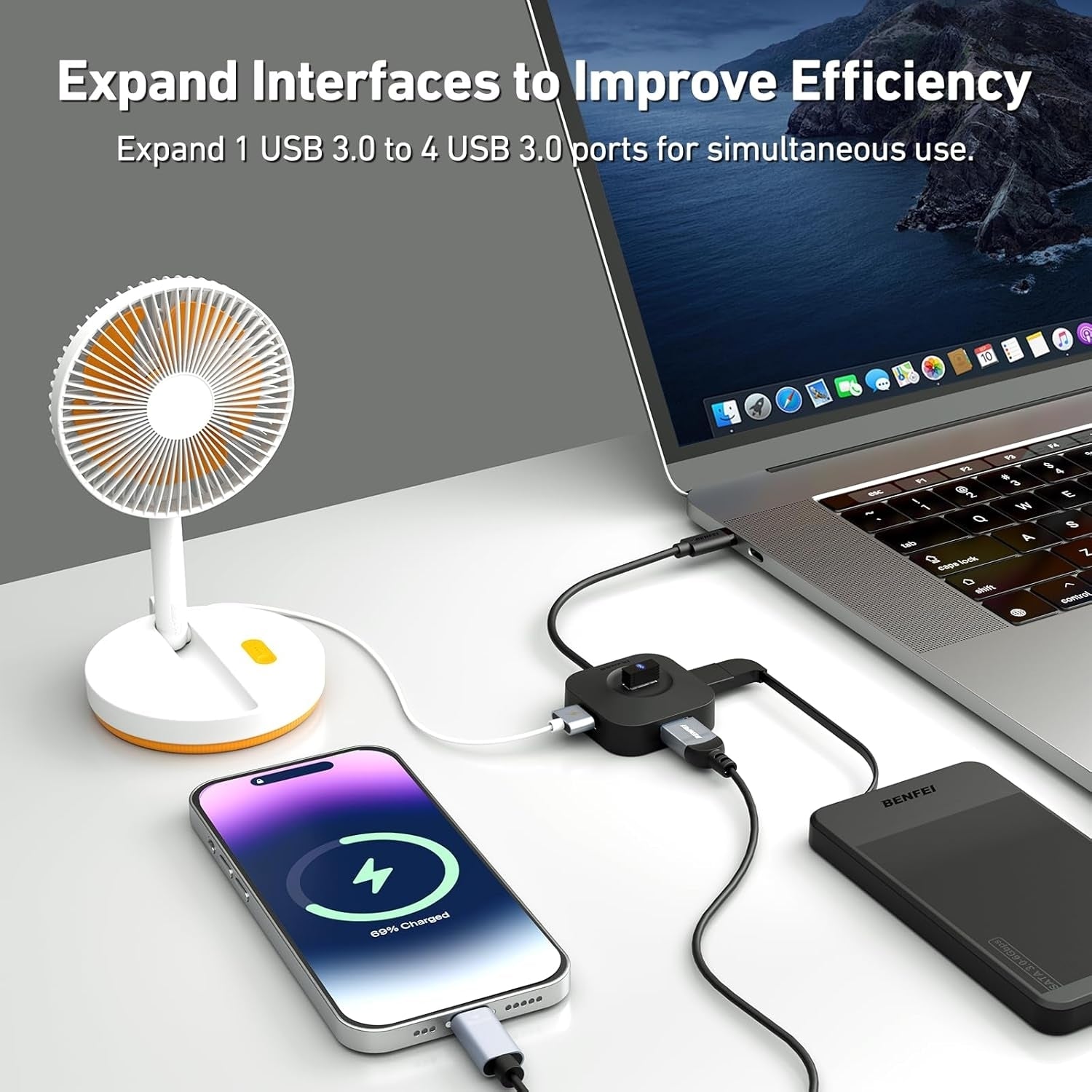 BENFEI 371BK USB-C 4-port USB 3.0 Hub