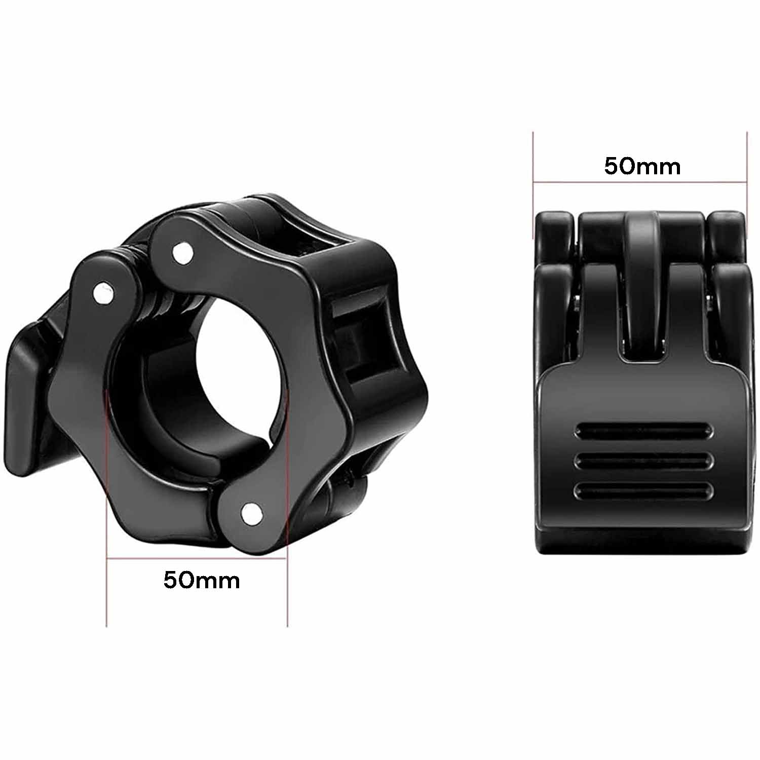 2Pcs 2in / 50mm Olympic Dumbbell Clamps Barbell Clamps Collars Clips Bar Plates Collar Clips Black