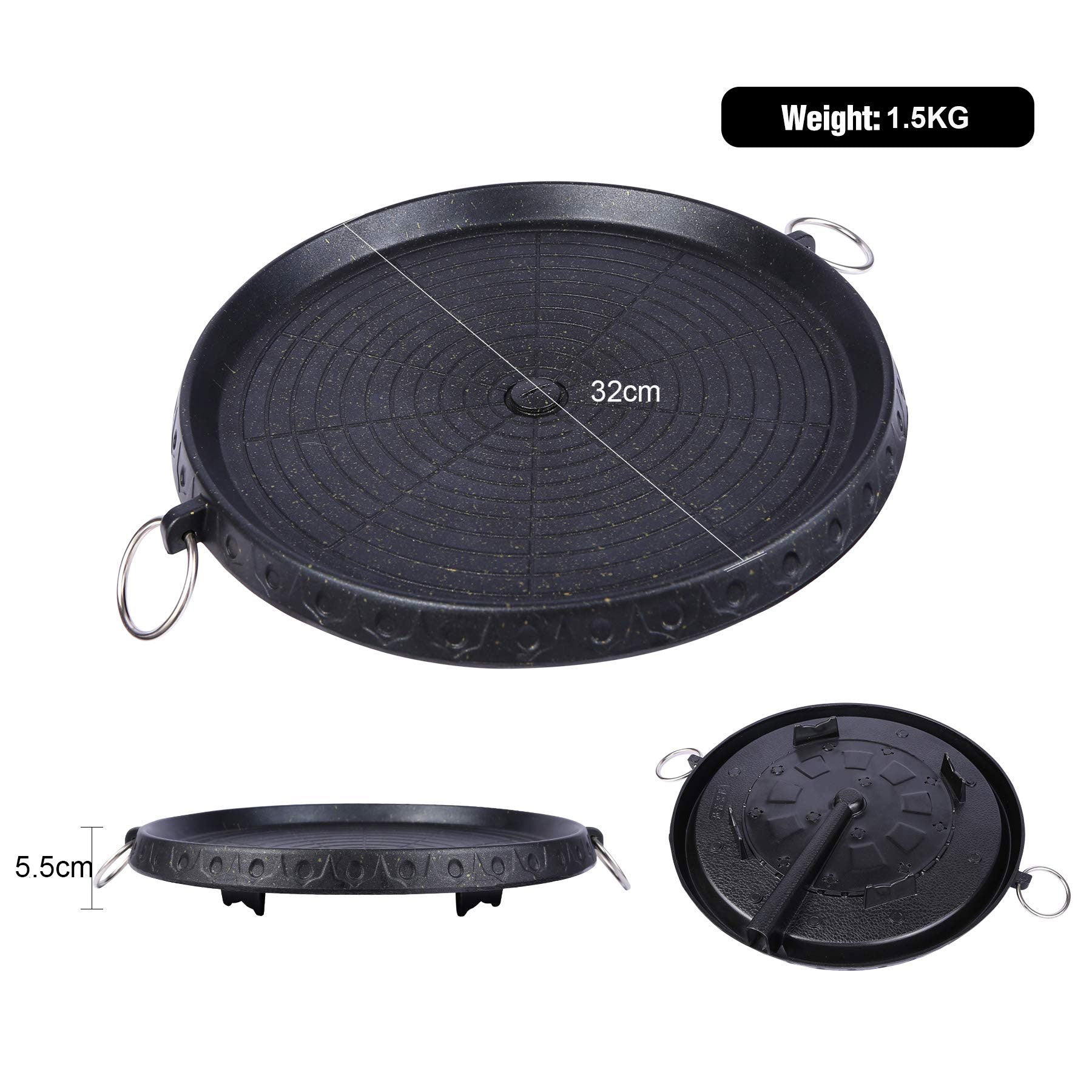 Korean BBQ Grill Pan Non-Stick Smokeless Stovetop BBQ Grill Plate Indoor Outdoor