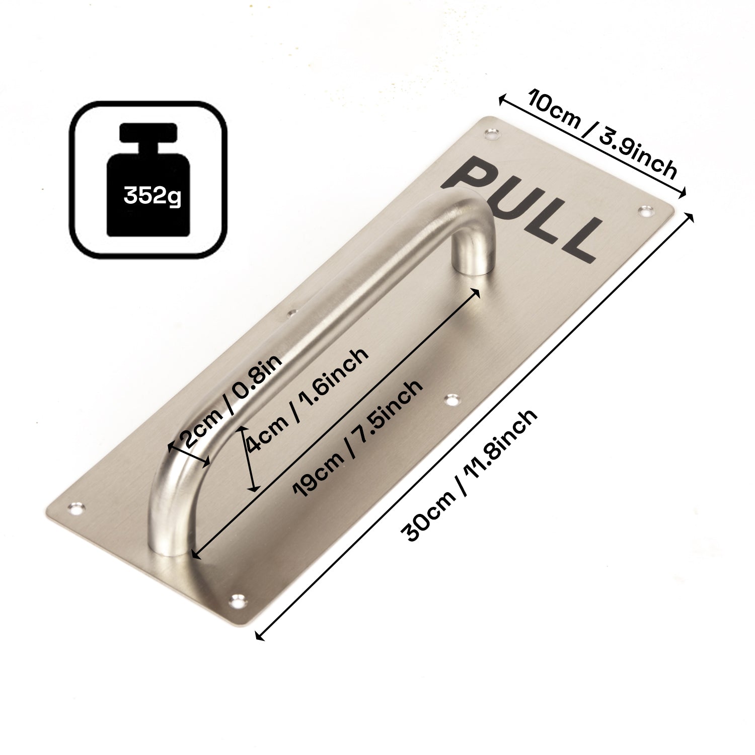 304 Stainless Steel  Commercial Door Pull Push Handle Plate Set for Bathrooms, Stairwell Fire Doors etc