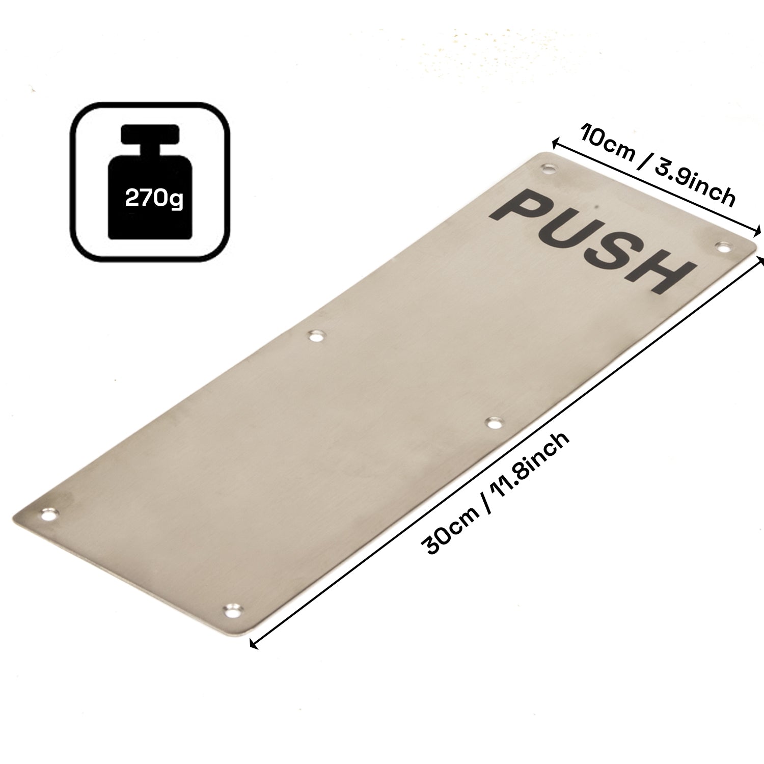 304 Stainless Steel  Commercial Door Pull Push Handle Plate Set for Bathrooms, Stairwell Fire Doors etc