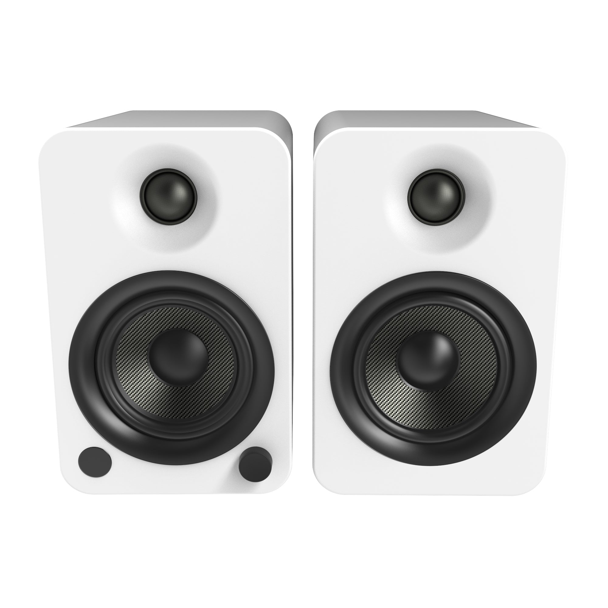 Kanto YU4 140W Powered Bookshelf Speakers with Bluetooth and Phono Preamp - Pair, Matte White with SX22W White Stand Bundle