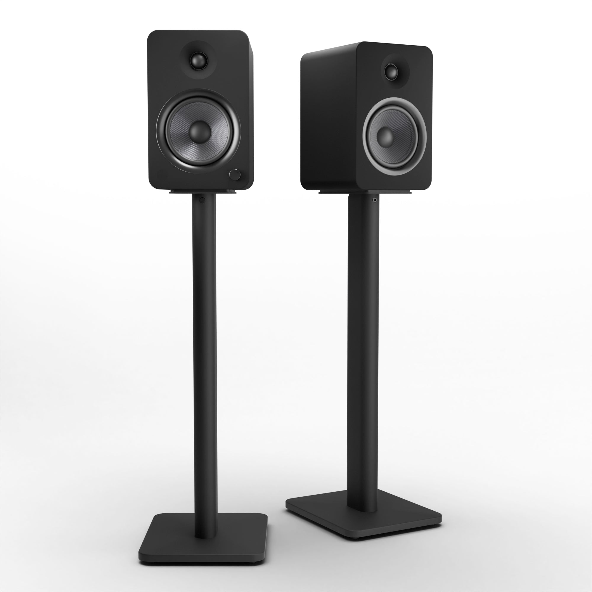 Kanto YU6 200W Powered Bookshelf Speakers with Bluetooth® and Phono Preamp - Pair, Matte Black with SP26PL Black Stand Bundle