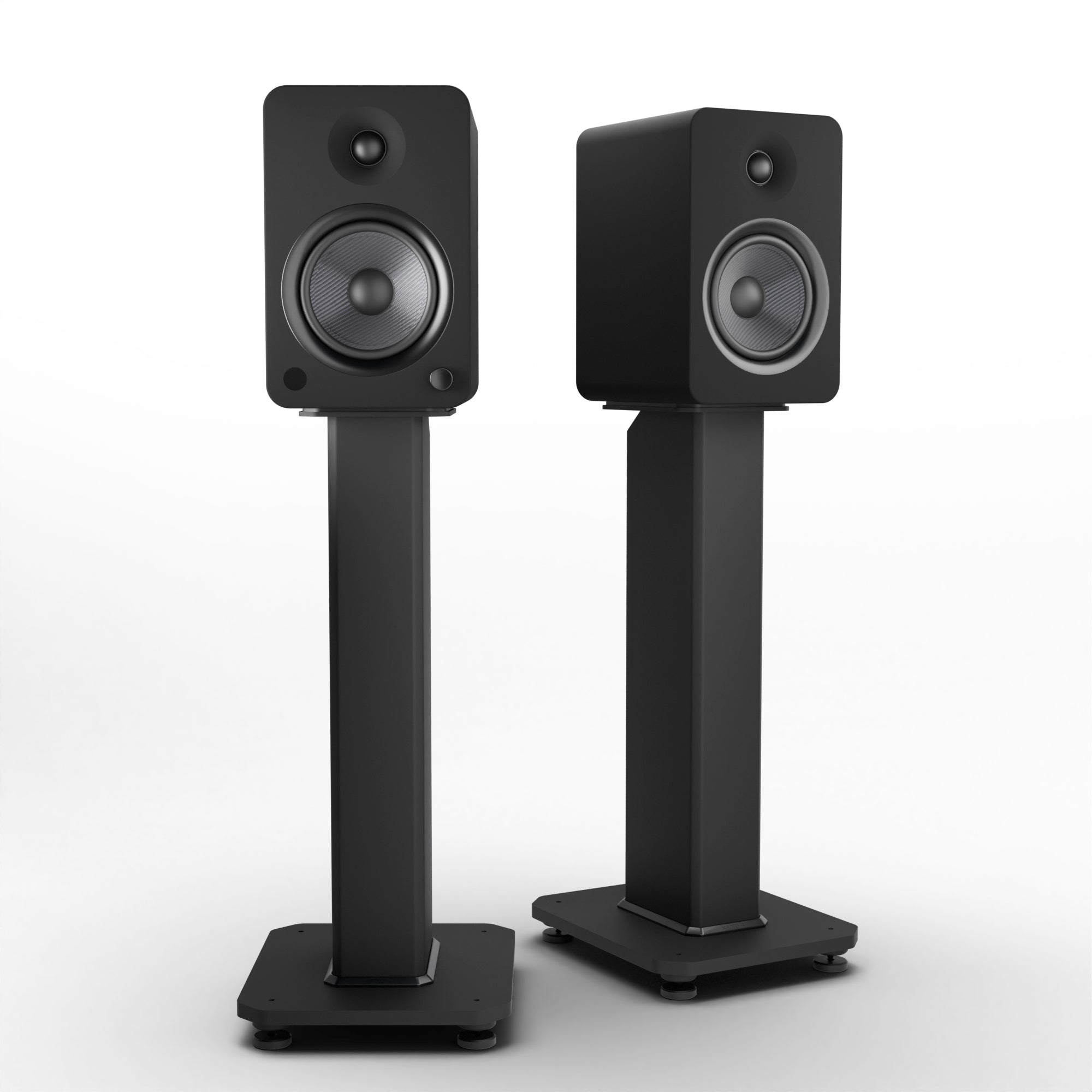 Kanto YU6 200W Powered Bookshelf Speakers with Bluetooth® and Phono Preamp - Pair, Matte Black with SX22 Black Stand Bundle