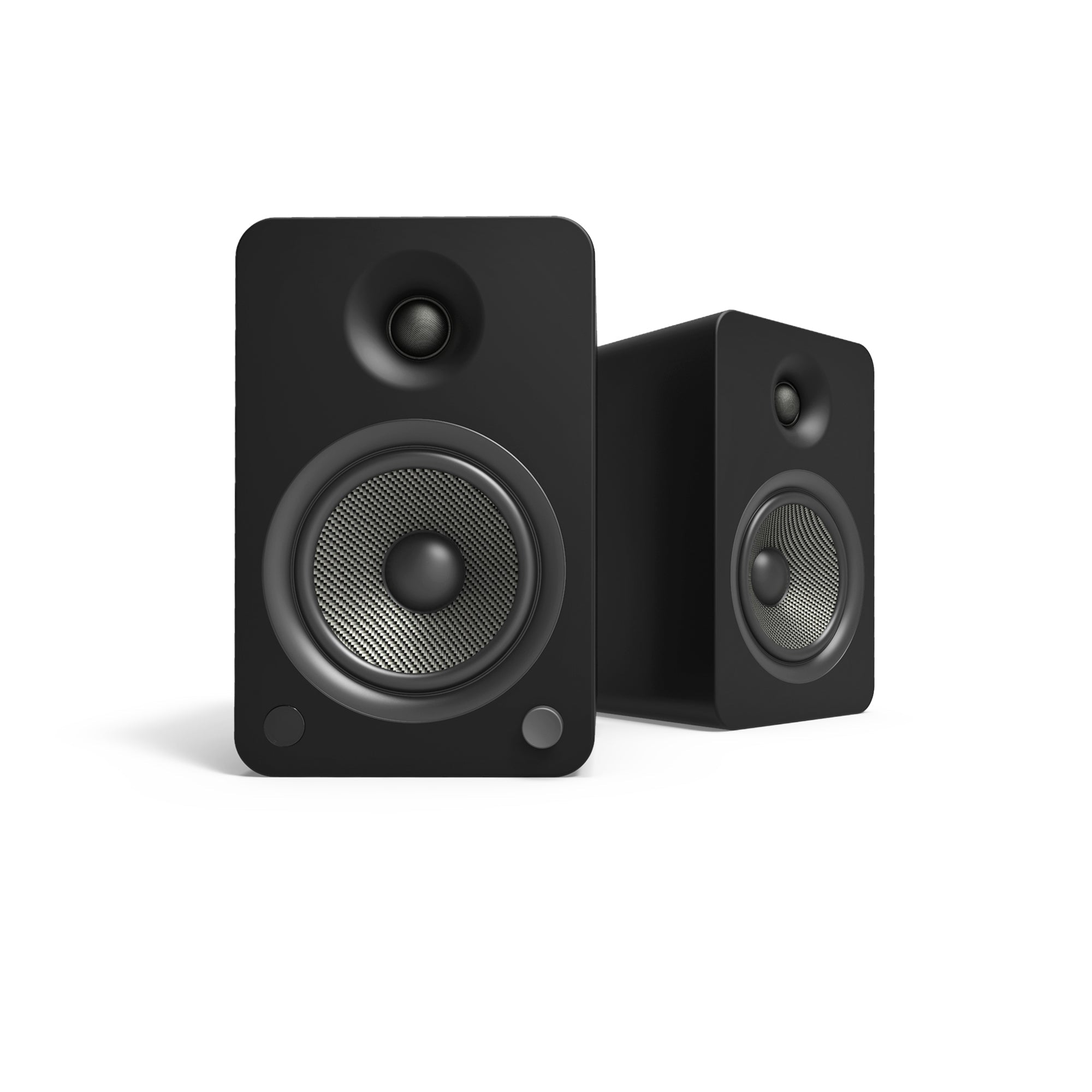 Kanto YU6 200W Powered Bookshelf Speakers with Bluetooth® and Phono Preamp - Pair, Matte Black with SX22 Black Stand Bundle