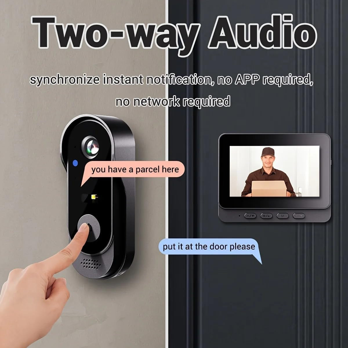 Smart Wireless Video Doorbell with 4.3" Screen HD 8MP Camera Night VisionTwo-Way Audio IP65