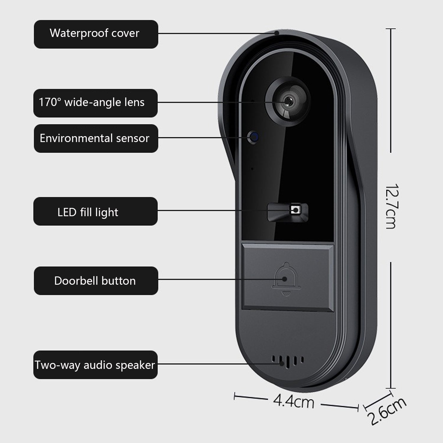 Smart Wireless Video Doorbell with 4.3" Screen HD 8MP Camera Night VisionTwo-Way Audio IP65