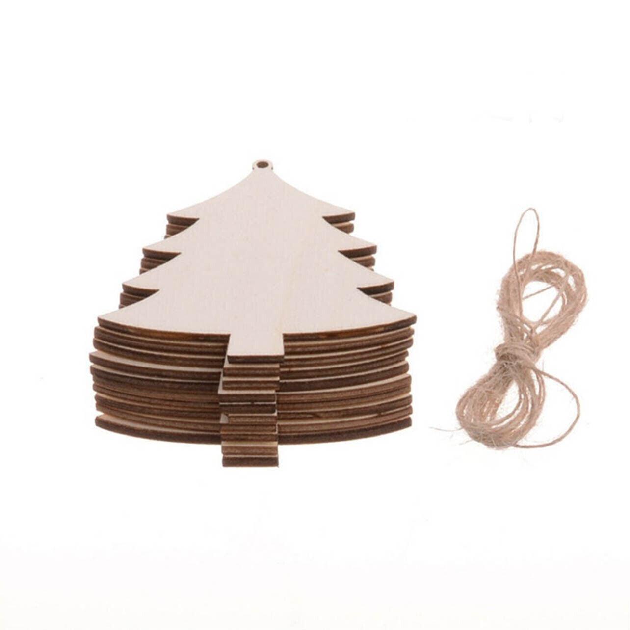 Wooden Christmas Hanging Ornament for Tree DIY Craft Decoration 10pcs - Bell
