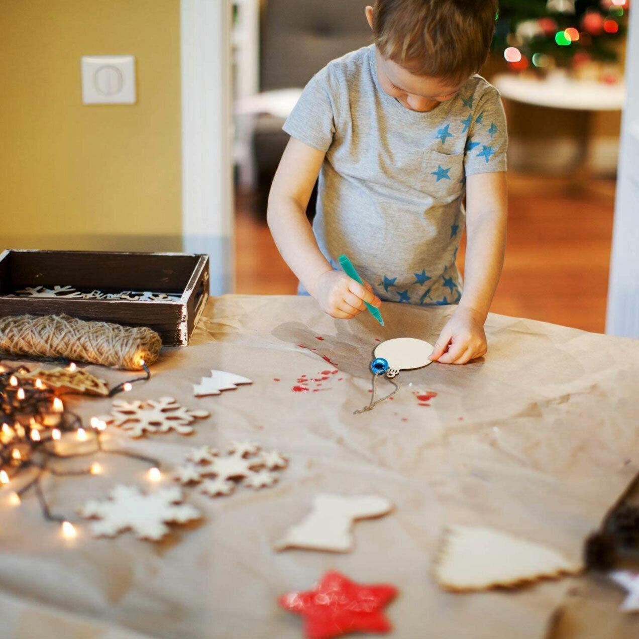 Wooden Christmas Hanging Ornament for Tree DIY Craft Decoration 10pcs - Star