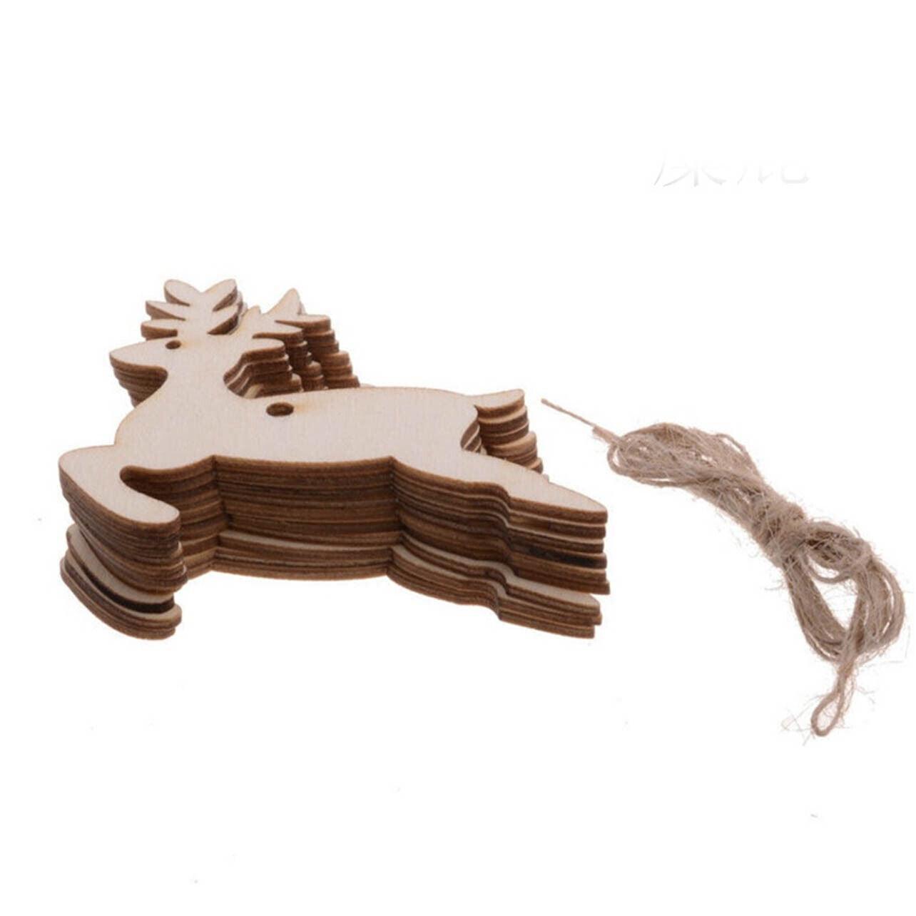 Wooden Christmas Hanging Ornament for Tree DIY Craft Decoration 10pcs - Star