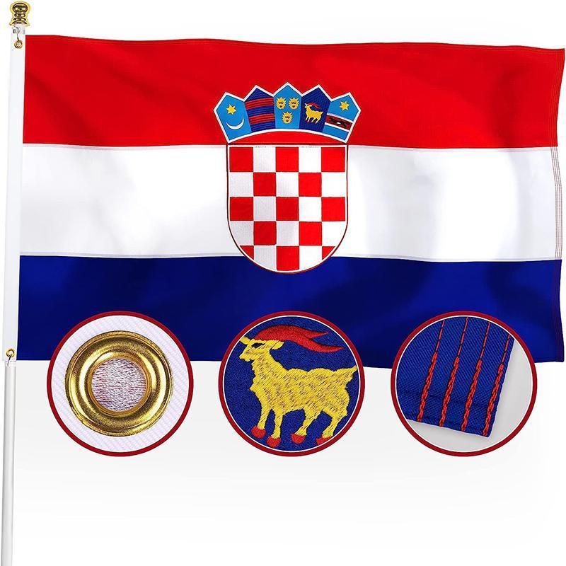 Large Croatia National Flag 90x150cm Outdoor Polyester Banner with Grommets