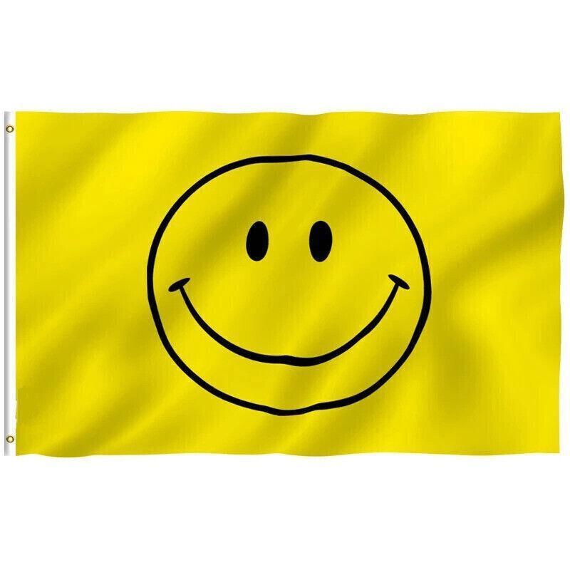 Large Yellow Smiley Face Flag Heavy Duty Outdoor Happy 90 X 150 CM - 3ft x 5ft