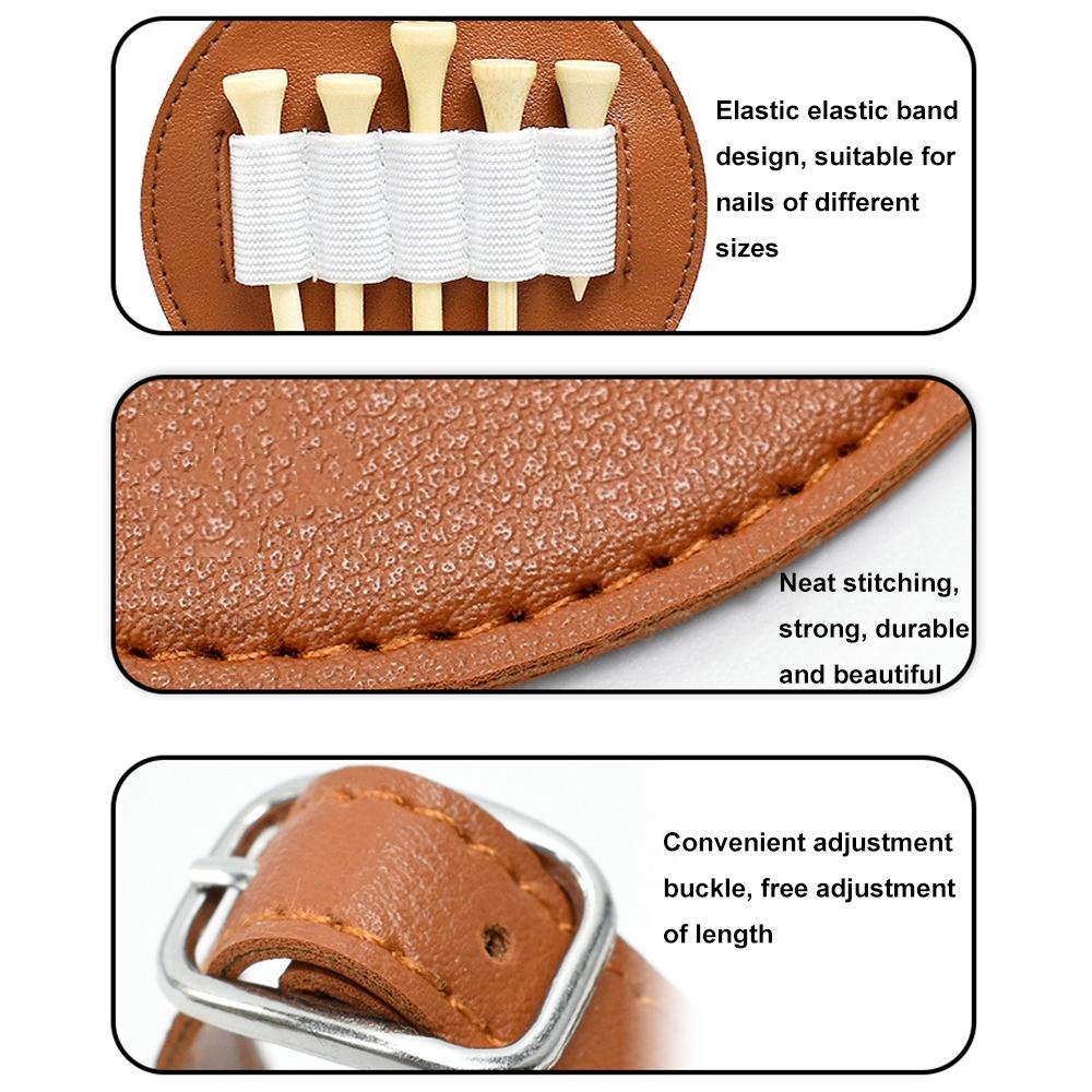 Double-Sided Leather Golf Spike Insert Bag - Outdoor Waist Hanging Storage - Double-Sided Black