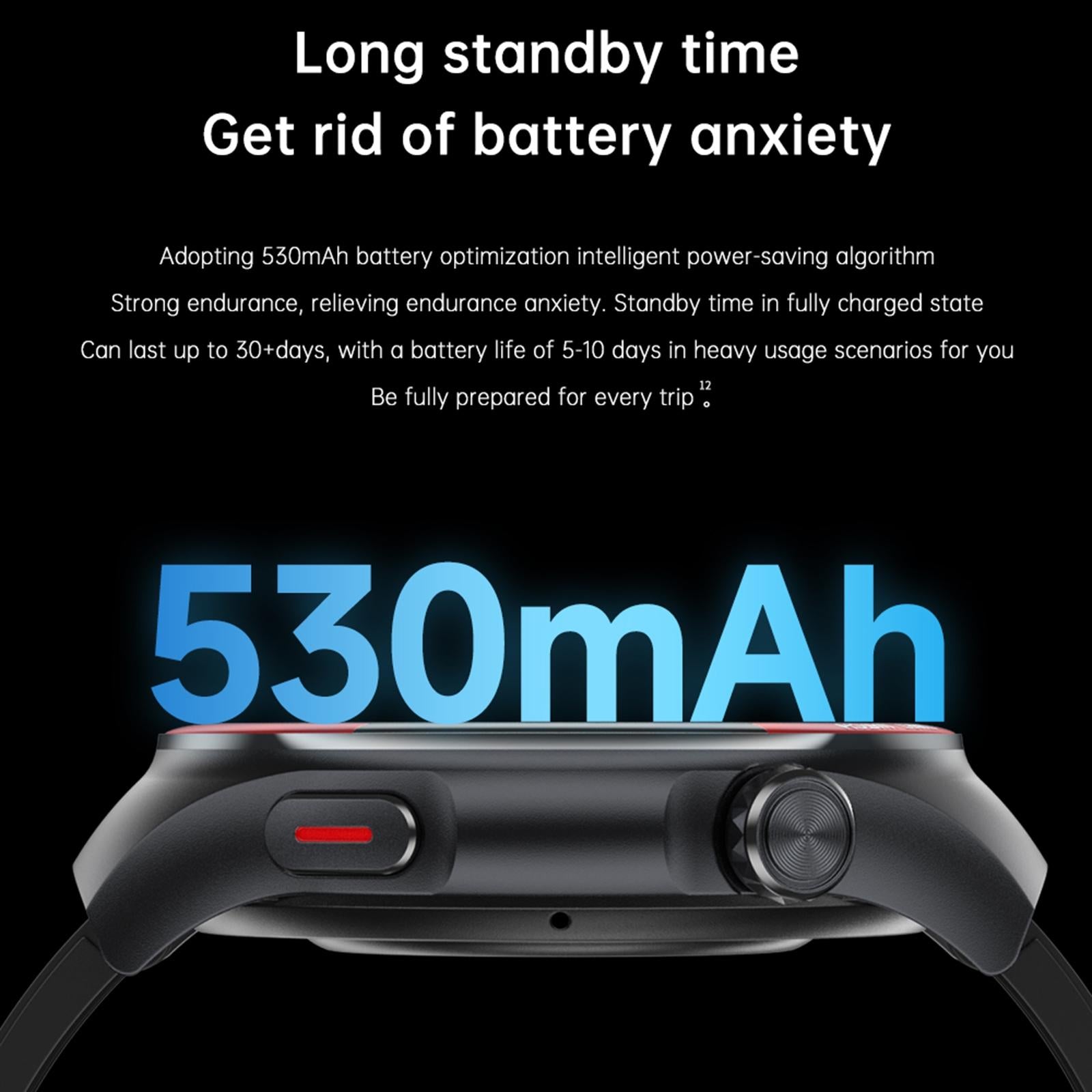 Smart Round Screen Watch With Bt Call And Health Tracking - Leather - Silicone Blue