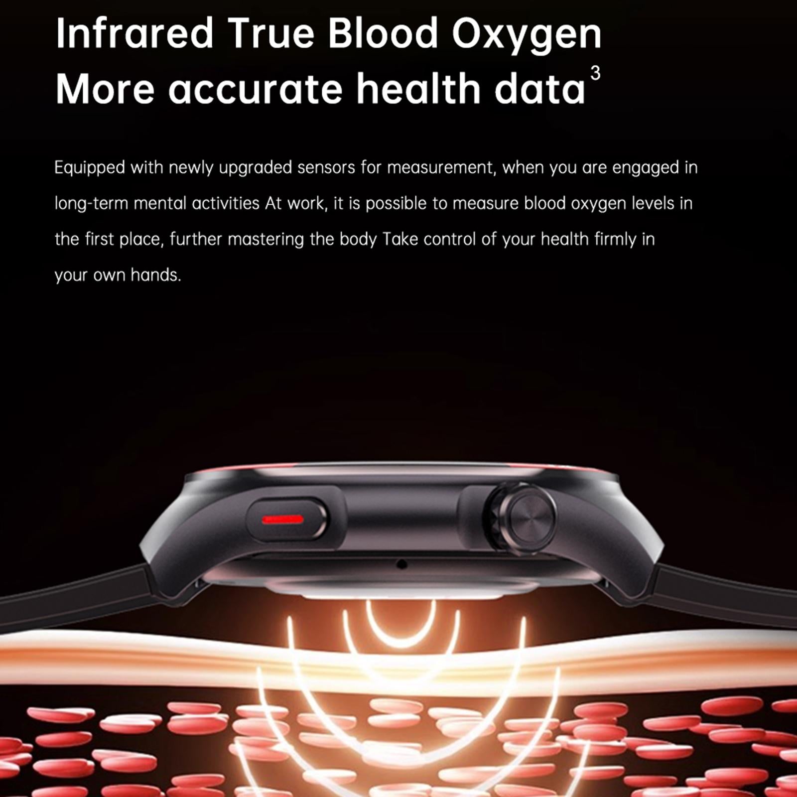 Smart Round Screen Watch With Bt Call And Health Tracking - Leather - Stainless Steel Black