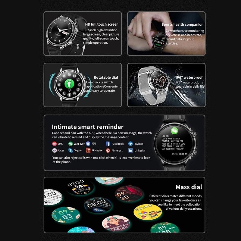 Silicone Band Smart Watch With Colour Screen - Black