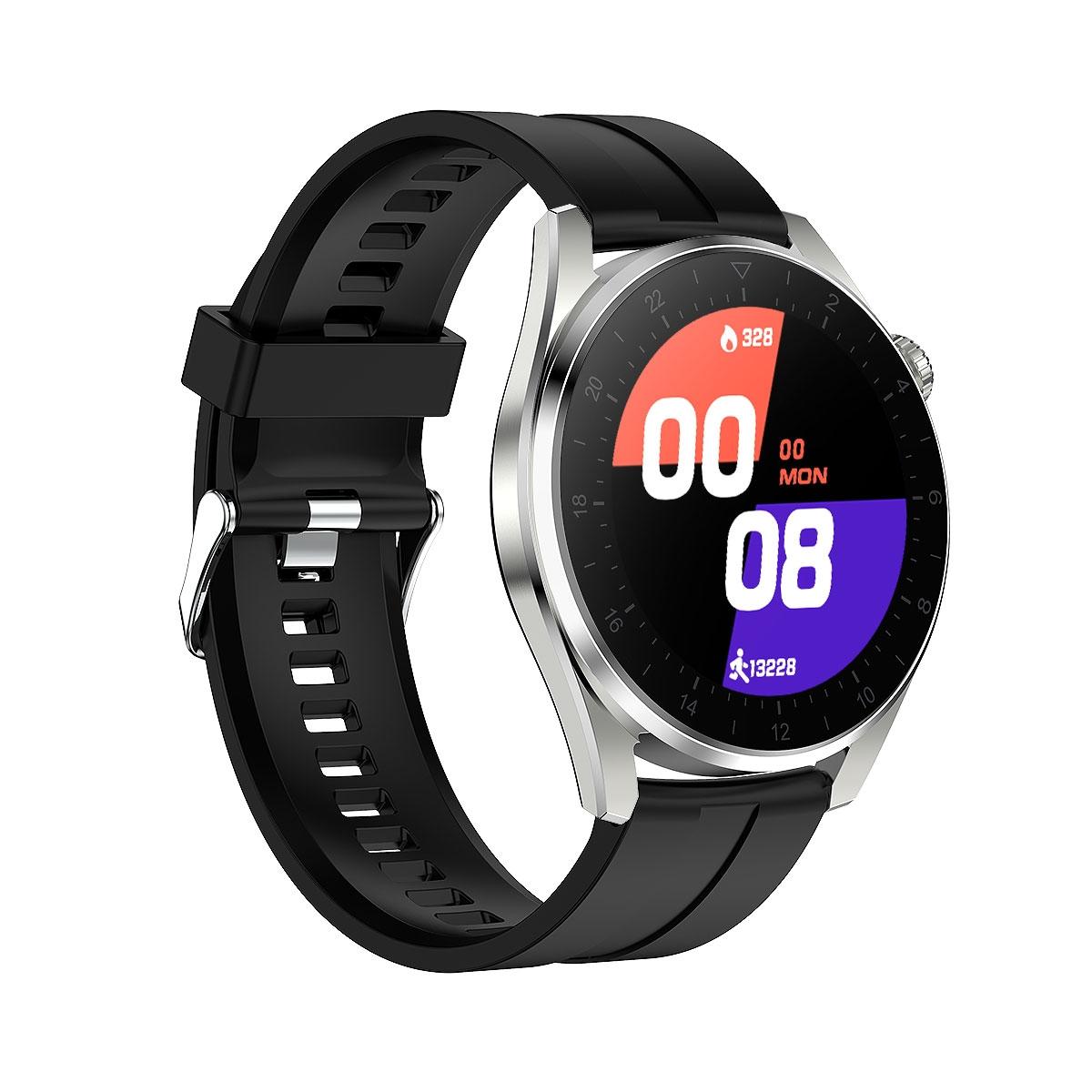 Waterproof Silicone Smartwatch With Colour Display - Black