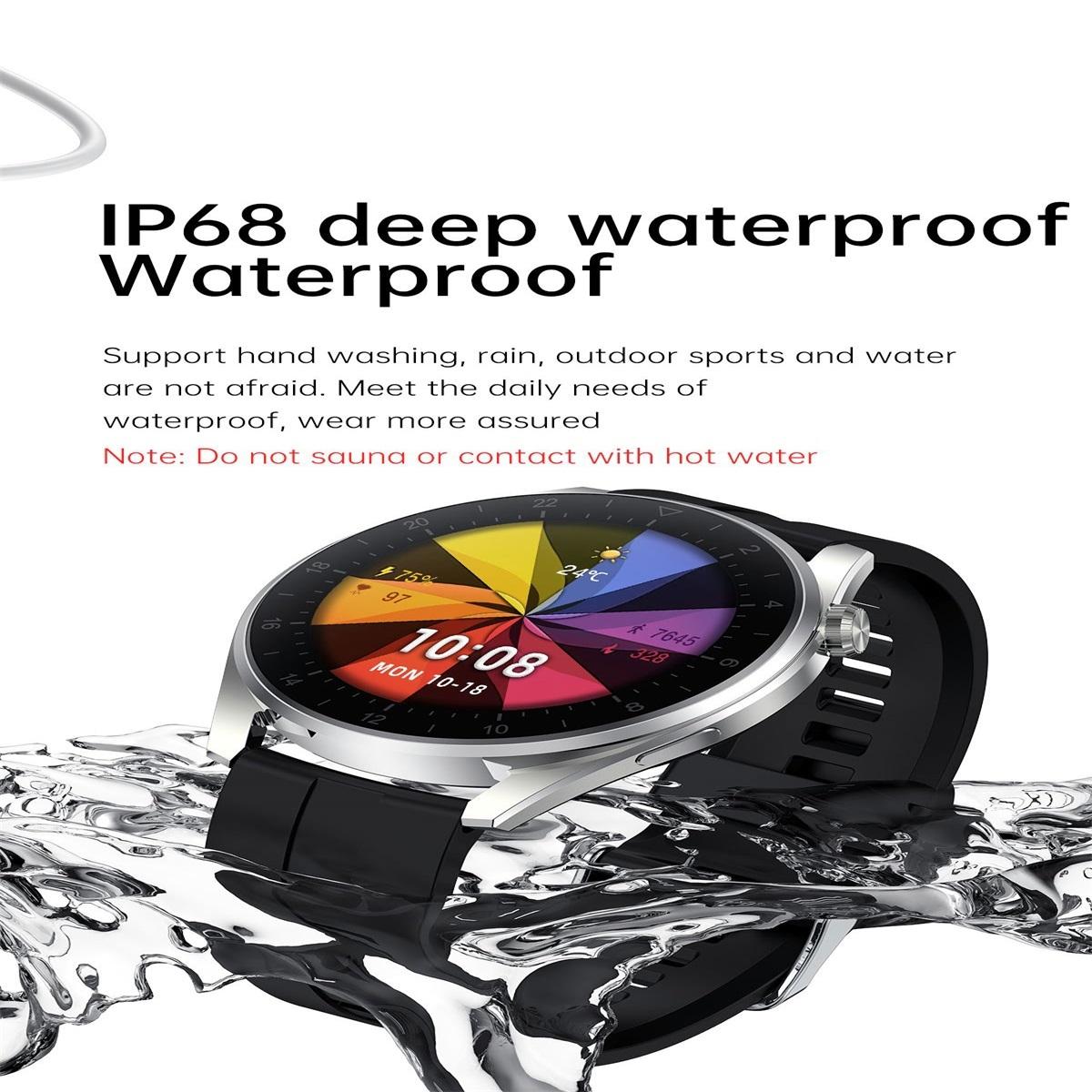Waterproof Silicone Smartwatch With Colour Display - Black