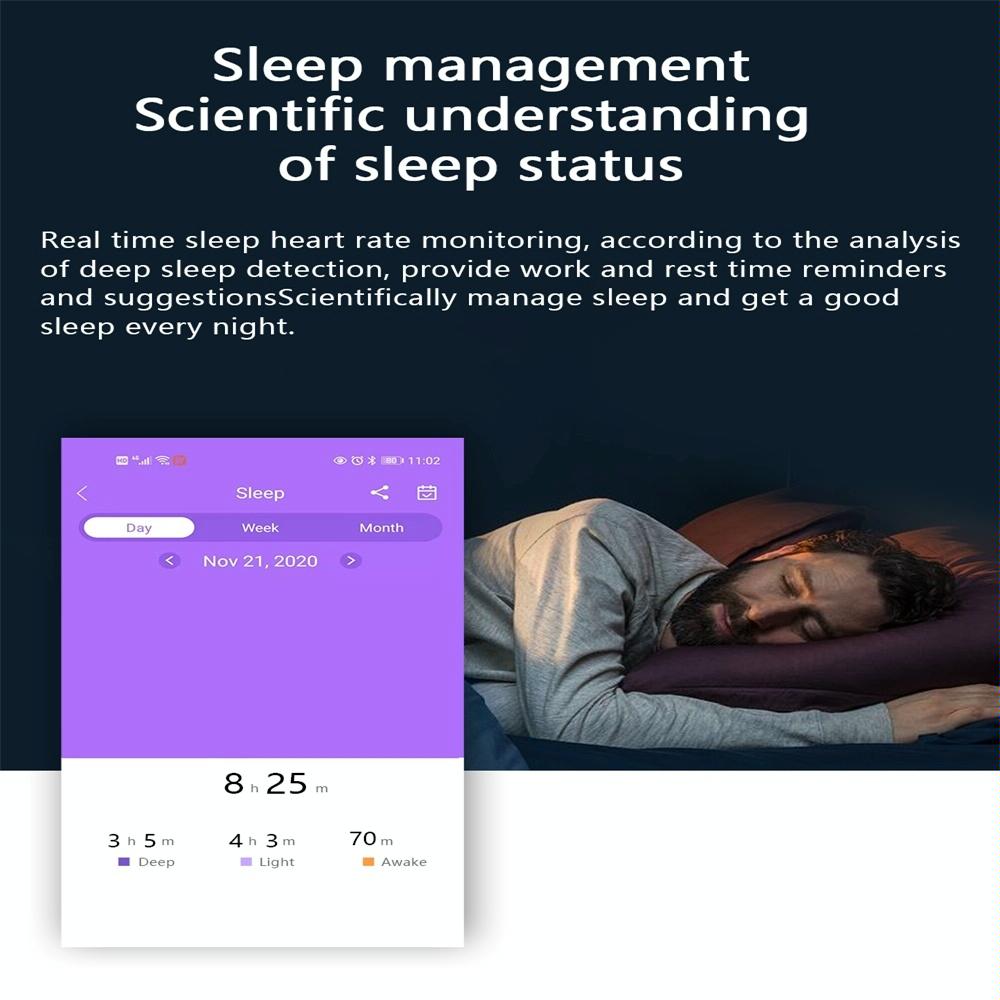 Waterproof Smart Watch With Heart / Bp / Oxygen / Sleep Monitoring - Ip68 - Black
