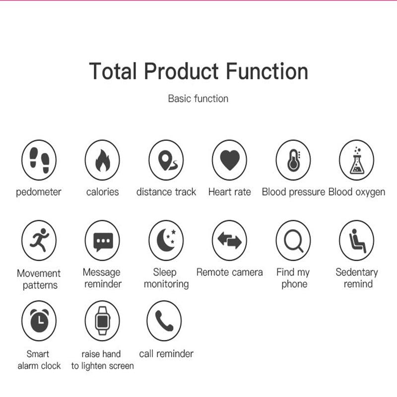 Smart Watch With Call Reminder And Health Monitoring - Waterproof - Blue