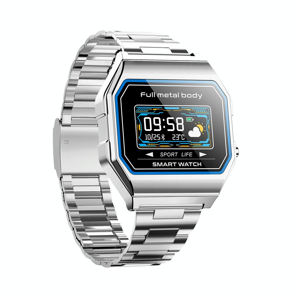 Waterproof Steel Smart Watch With Colour Screen - Black