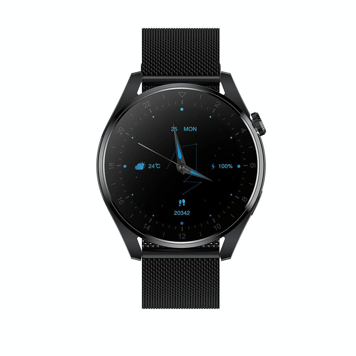 Waterproof Steel Smartwatch With Colour Screen - Ip68 - Black