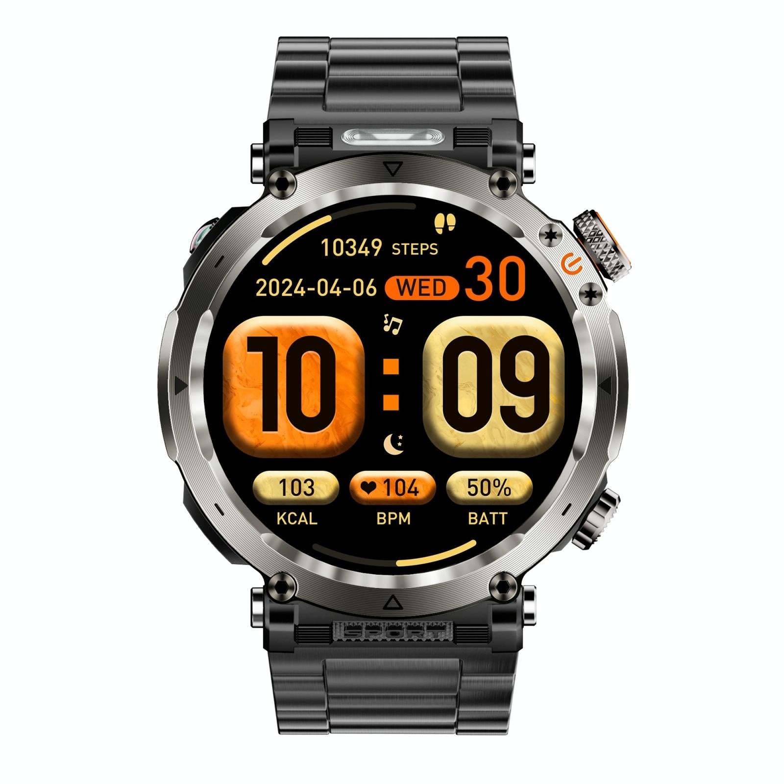 Waterproof Smart Watch With Flashlight Banknote Detector And Compass - Steel Band