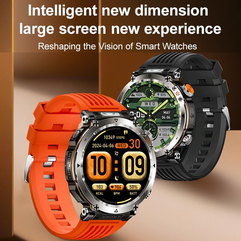 Waterproof Smart Watch With Flashlight Banknote Detector And Compass - Steel Band