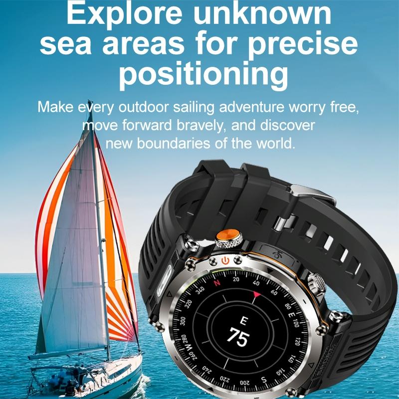 Waterproof Smart Watch With Flashlight Banknote Detector And Compass - Steel Band