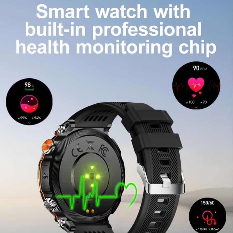 Waterproof Smart Watch With Flashlight Banknote Detector And Compass - Steel Band