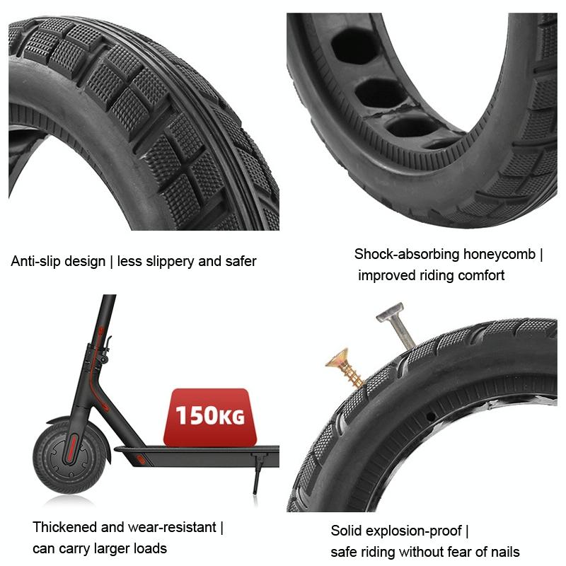 8.5 x 2.0 Inch Honeycomb Solid Tire for Xiaomi M365 Scooter - Inflatable Rubber Explosion-proof Black