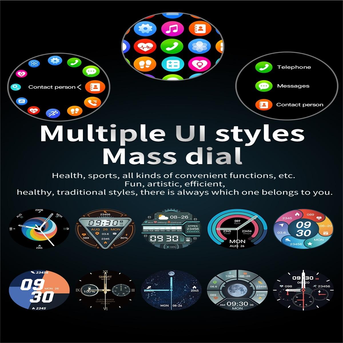 Smart Watch With Heart Rate And Blood Pressure Monitoring - Colour Screen - Black