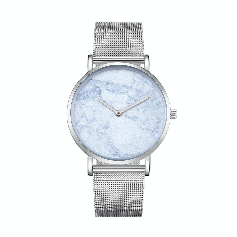 Stylish Men Quartz Watch with Stainless Steel Band - Round Dial Silver Alloy Case - Wa0736A