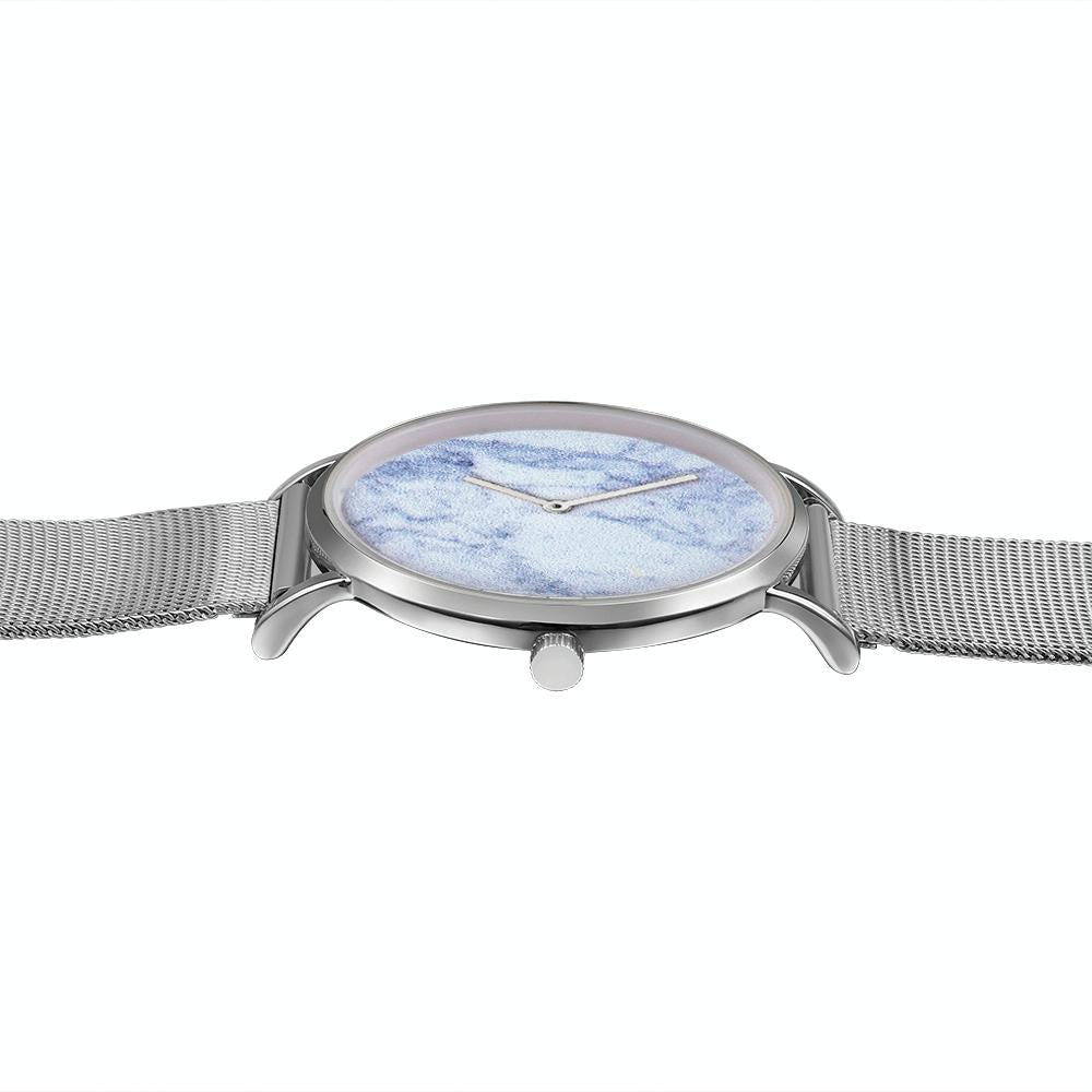 Stylish Men Quartz Watch with Stainless Steel Band - Round Dial Silver Alloy Case - Wa0736A