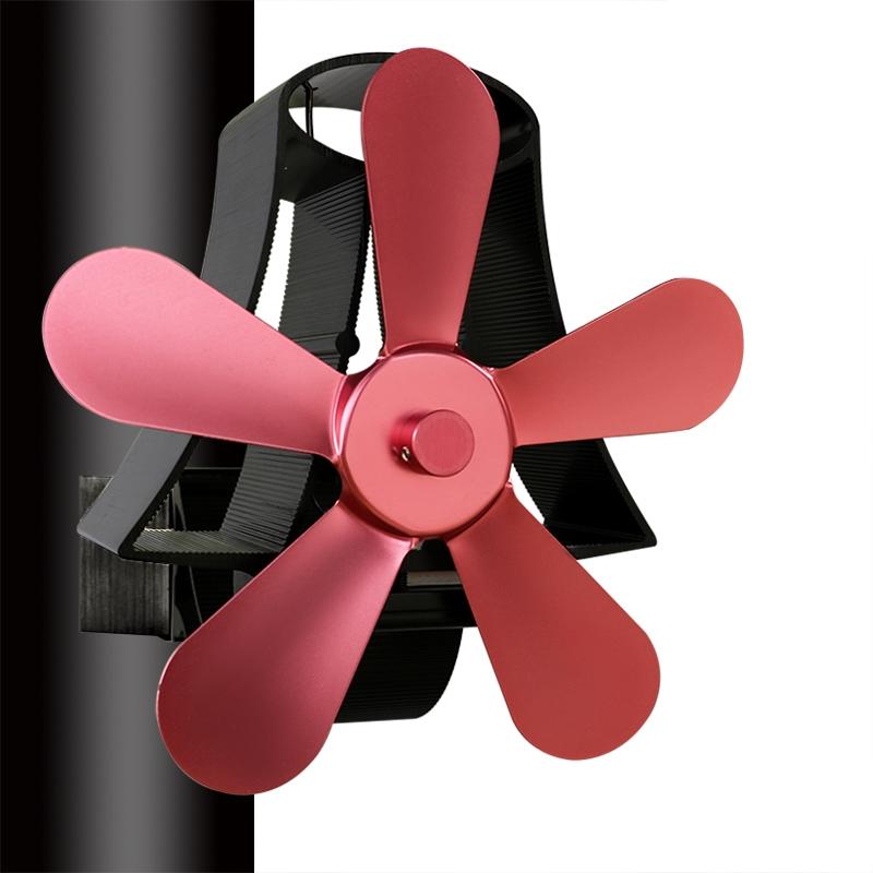 High Temp 5-blade Heat Powered Stove Fan for Fireplaces - Black