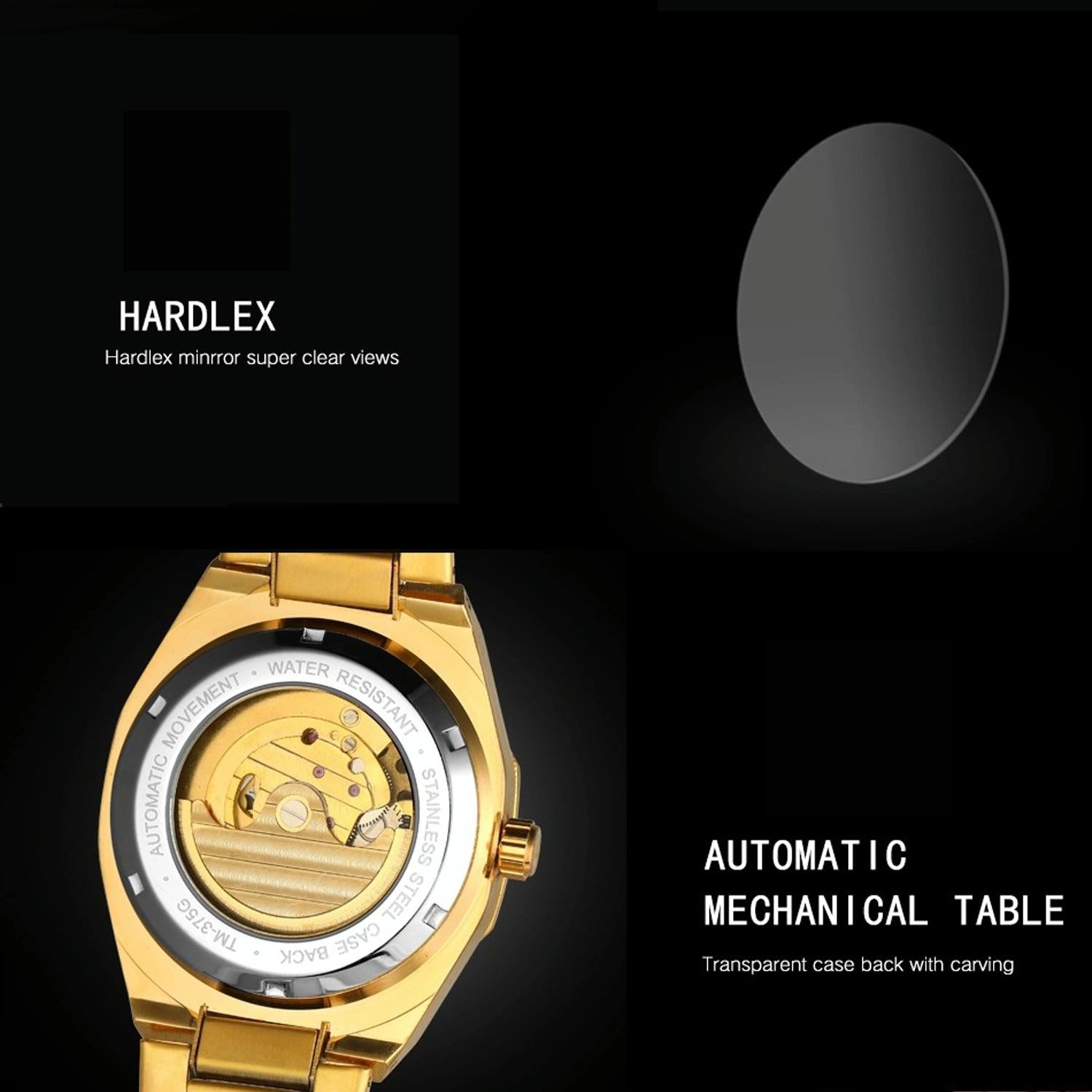 Men Automatic Mechanical Watch with Luminous Dial and Steel Band - Silver Belt White Face