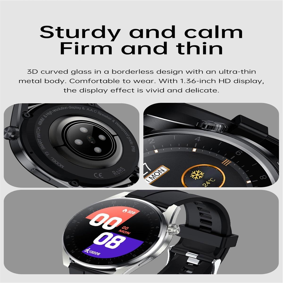 Waterproof Silicone Smartwatch With Colour Display - Silver