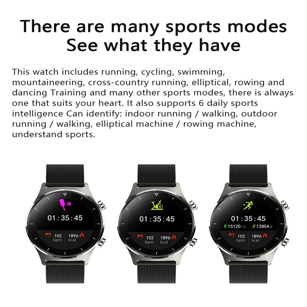 Waterproof Smart Watch With Heart / Bp / Oxygen / Sleep Monitoring - Ip68 - Silver