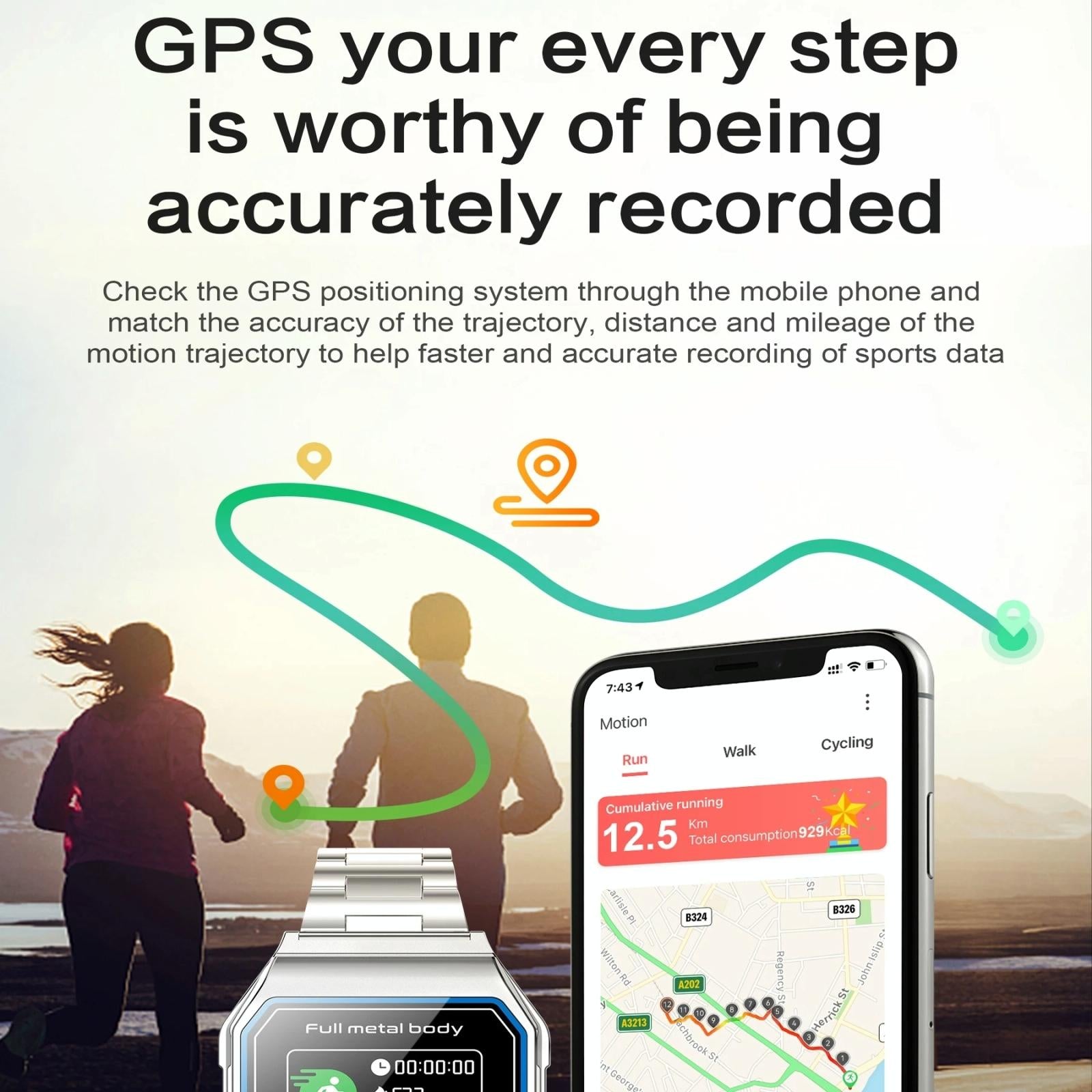 Leather Band Smartwatch With Waterproof Colour Screen - Gold