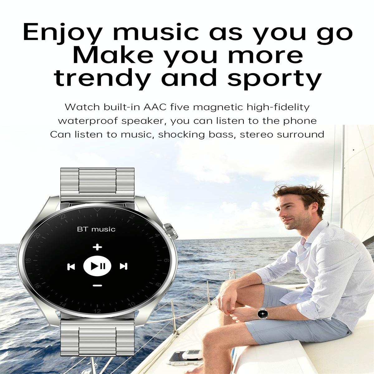 Waterproof Steel Smartwatch With Colour Screen - Ip68 - Silver
