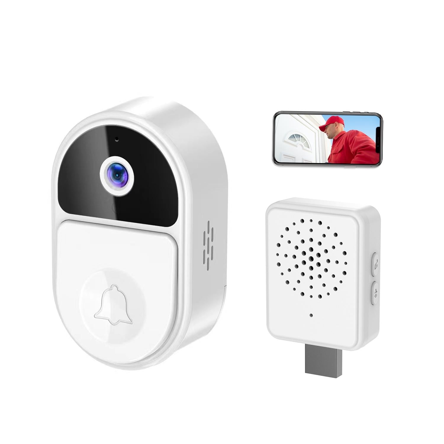 Smart Video Doorbell With Ultra Wide Angle And Two-Way Voice - White